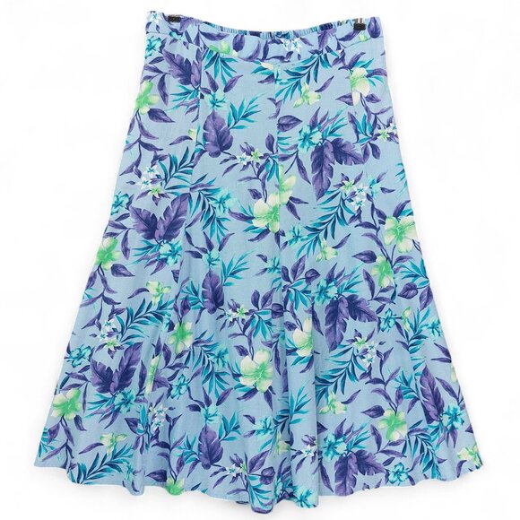 Woman Within Skirt Sz L 18/20 Floral Linen Rayon Pockets Summer Maxi Office Wear - Picture 1 of 11
